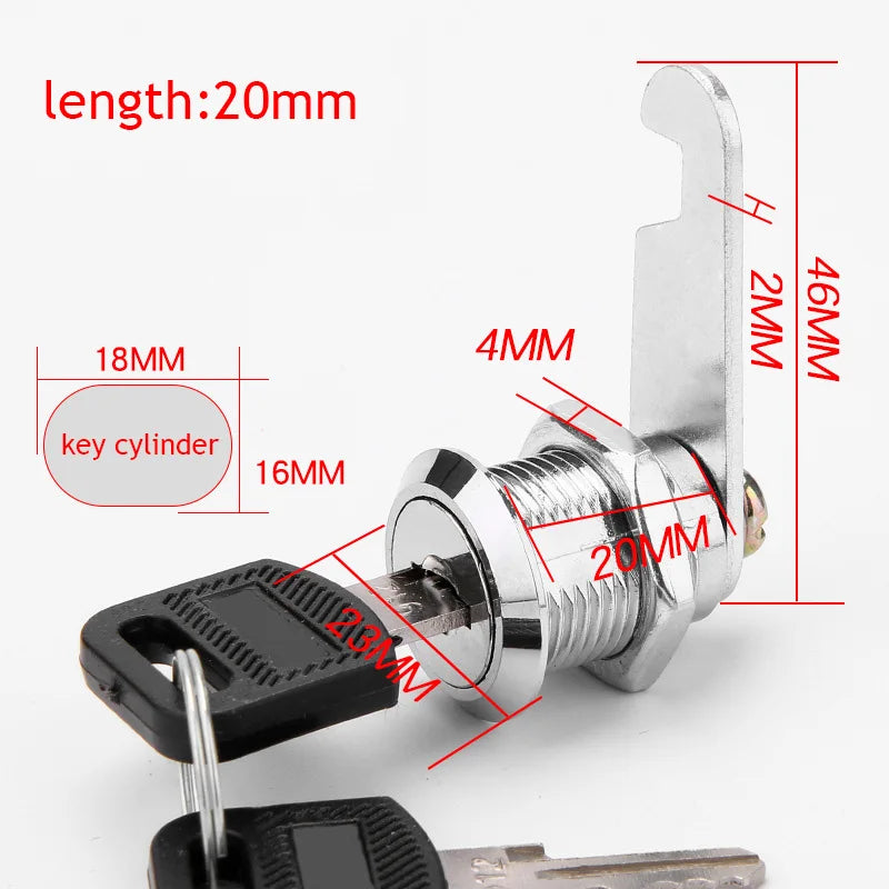 Cam Lock High Quality Security Lock Mail Box File Cabinet Desk Drawer Locker With 2 Keys DIY Cabinet Tools Furniture Hardware
