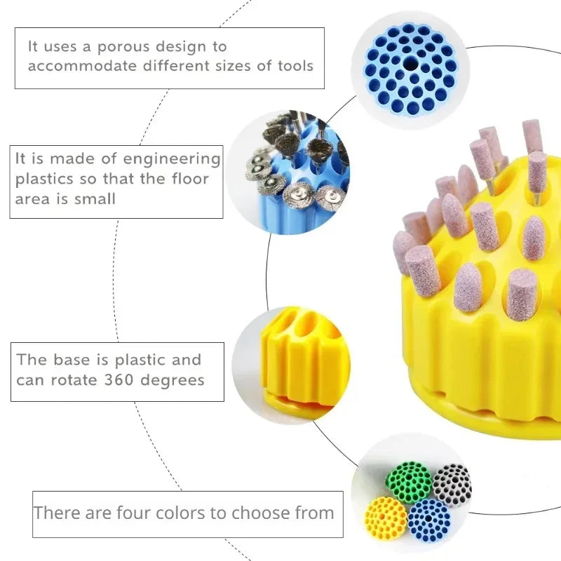 360 Rotating Drill Bit Storage Box Rotary Tool Organizer for Jewelry Making Carving Bits DIY Hand Tool Accessory Holder Case
