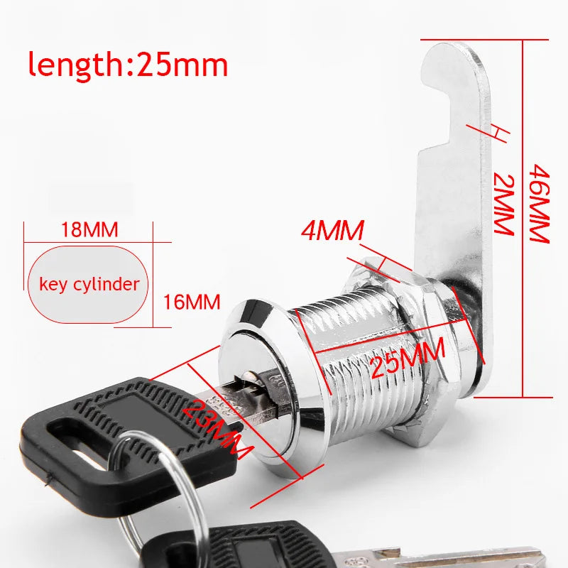 Cam Lock High Quality Security Lock Mail Box File Cabinet Desk Drawer Locker With 2 Keys DIY Cabinet Tools Furniture Hardware