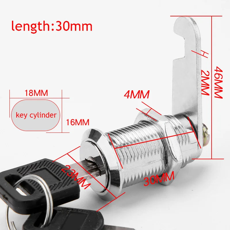 Cam Lock High Quality Security Lock Mail Box File Cabinet Desk Drawer Locker With 2 Keys DIY Cabinet Tools Furniture Hardware