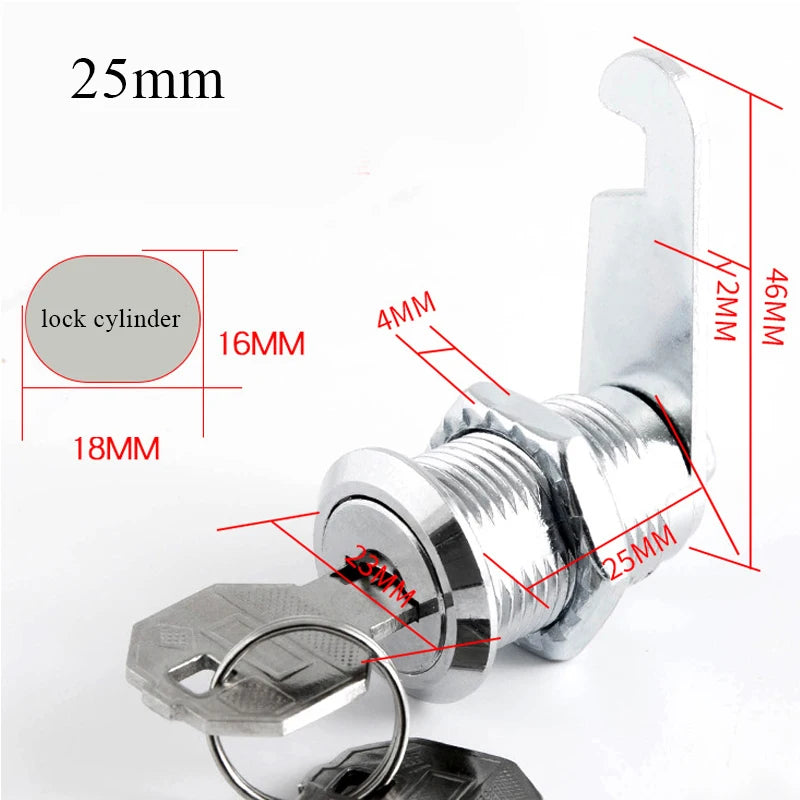 Cam Lock High Quality Security Lock Mail Box File Cabinet Desk Drawer Locker With 2 Keys DIY Cabinet Tools Furniture Hardware