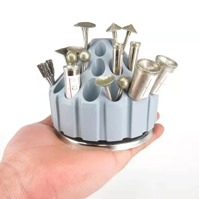 360 Rotating Drill Bit Storage Box Rotary Tool Organizer for Jewelry Making Carving Bits DIY Hand Tool Accessory Holder Case