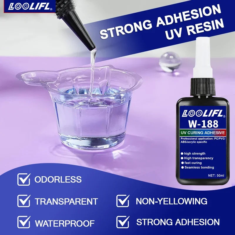 UV Resin Kit with Light, Bonding&Curing in Seconds, 50g UV Resin Kit with UV Flashlight for Welding,Glass Light, Craft Decor,DIY