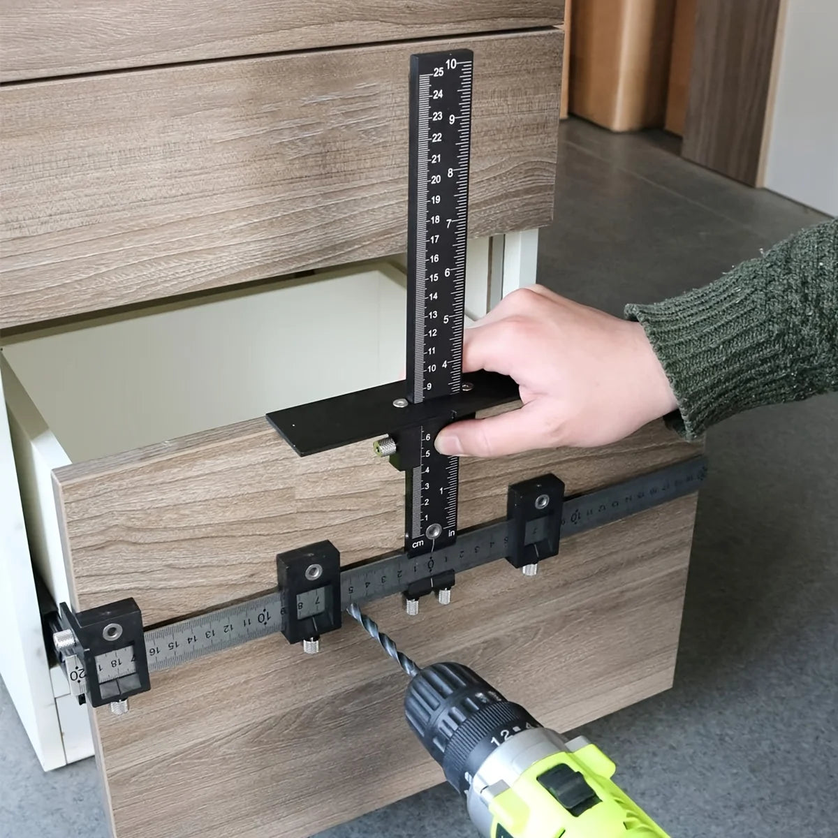 Adjustable Cabinet Hardware Jig Tool - Alignment & Positioning for Precise Drilling,Dowelling and Installation