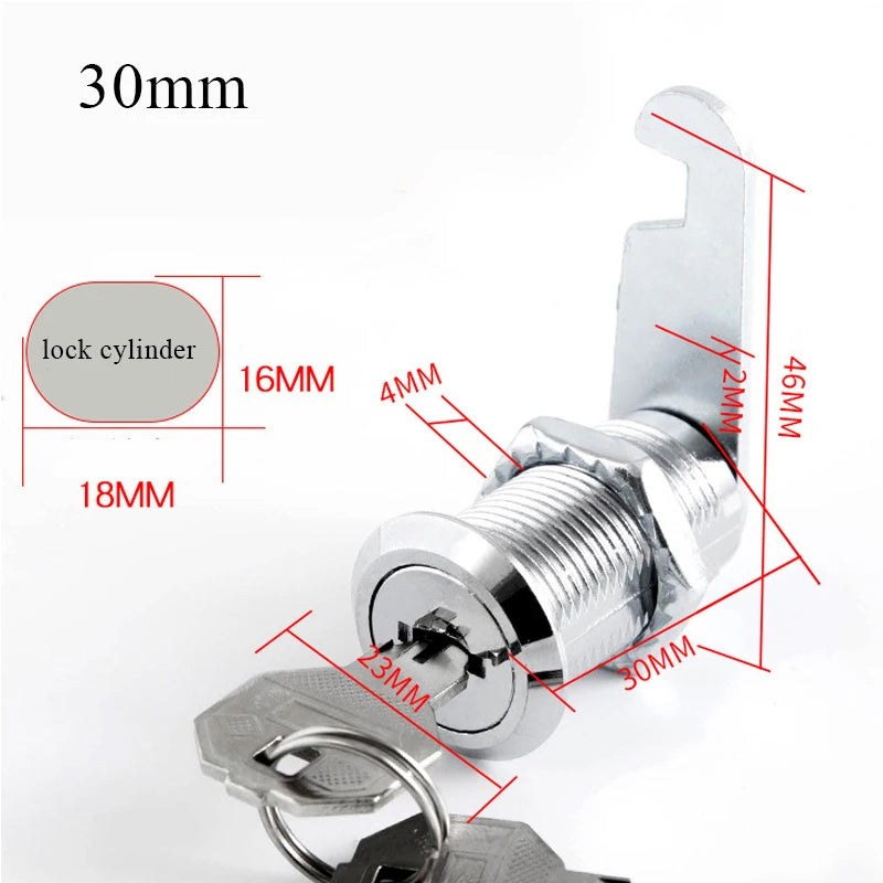 Cam Lock High Quality Security Lock Mail Box File Cabinet Desk Drawer Locker With 2 Keys DIY Cabinet Tools Furniture Hardware
