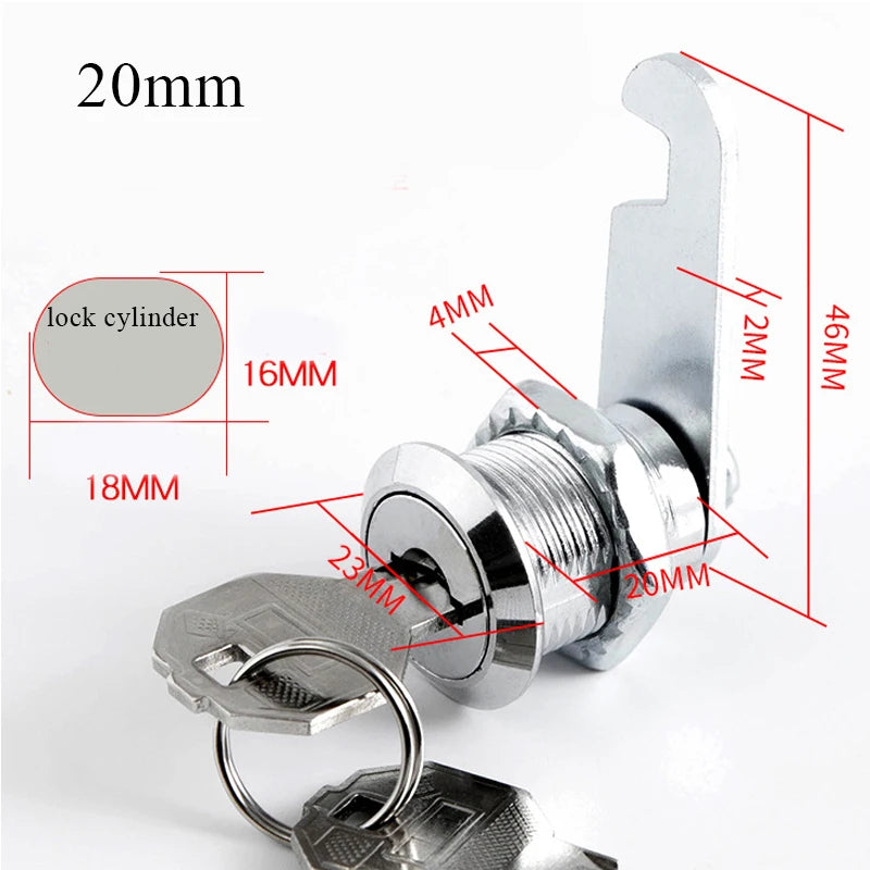 Cam Lock High Quality Security Lock Mail Box File Cabinet Desk Drawer Locker With 2 Keys DIY Cabinet Tools Furniture Hardware