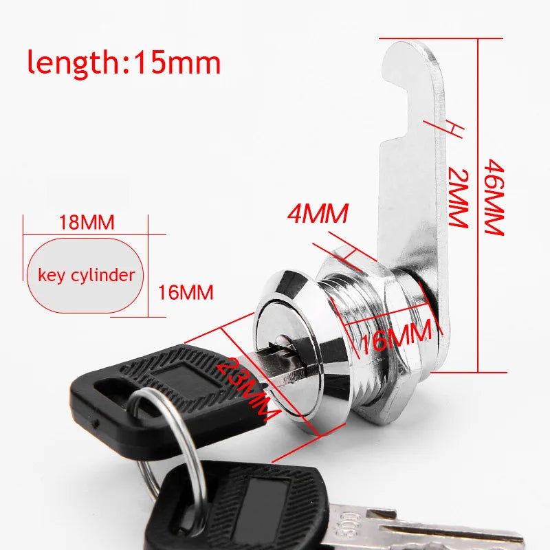 Cam Lock High Quality Security Lock Mail Box File Cabinet Desk Drawer Locker With 2 Keys DIY Cabinet Tools Furniture Hardware